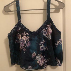 Urban Outfitters Medium Satin Floral Cropped Tank Top
